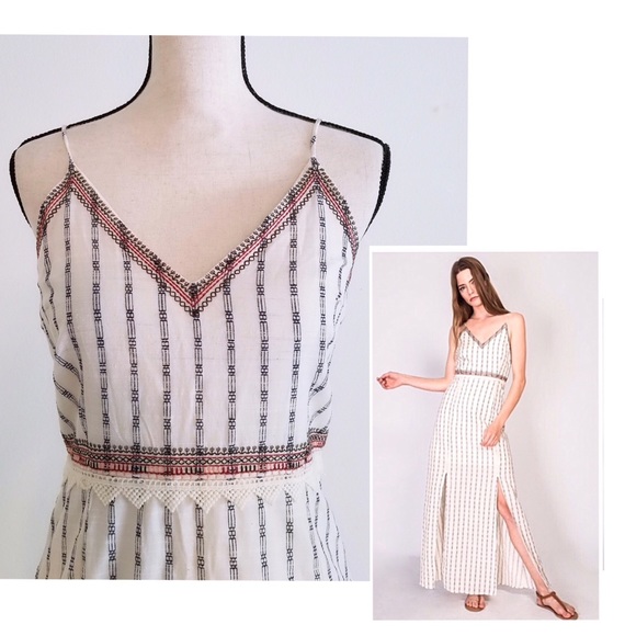 Cream Embroidery Detail Trendy Panel Maxi - Picture 4 of 7